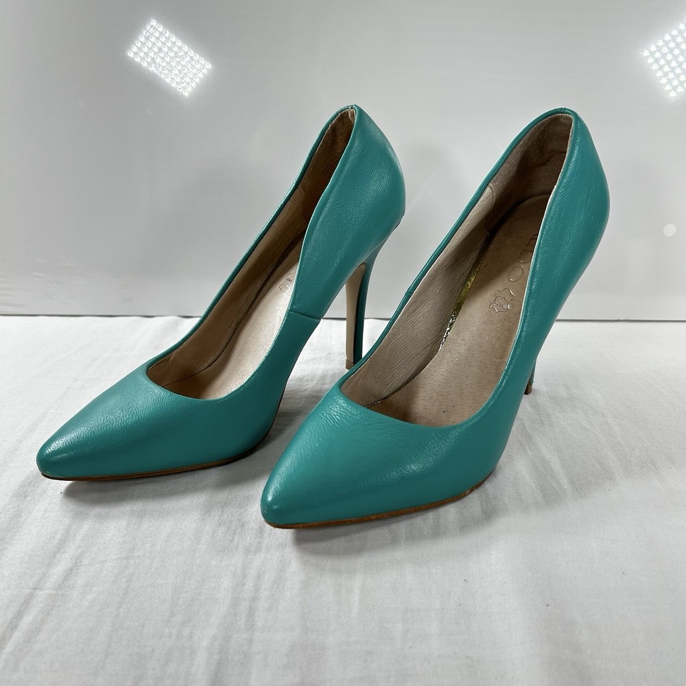ALDO Womens Size 7 Green Patent Pointed Toe Stiletto Pumps Heels 3.5" Career